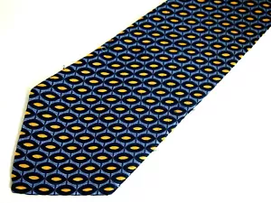 Robert Talbott Best of Class Mens Necktie Tie Navy Blue Gold Geometric Wide 59" - Picture 1 of 4