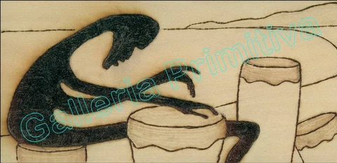 STUNNING SOLAR ETCHING ~ Afro Drummer ~ High Res Print 20"Wx10"H ~ Unusual Cover