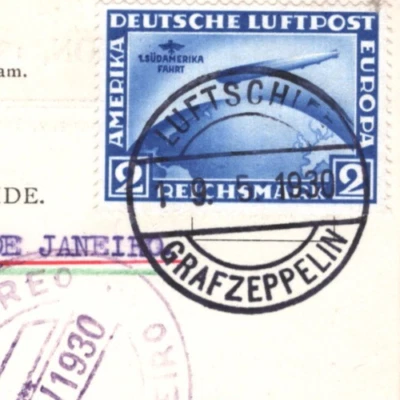 GERMANY Air 1930 ZEPPELIN 2m *SÜDAMERIKAFAHRT* Overprint W.T.Wilson Card KZ160 - Image 1 of 4