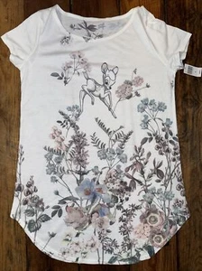 XS Disney Boutique BAMBI Damas Camiseta SUAVE Estampado Floral Prenda para Mujer Nueva con Etiquetas - Imagen 1 de 11