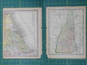 Nuevo Hampshire Vintage Original 1894 Rand McNally World Atlas Mapa Lote - Imagen 1 de 6