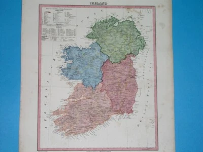 1856 RARE NICE ORIGINAL MAP IRELAND BELFAST DUBLIN ULSTER MUNSTER CORK CONAUGHT - Image 1 of 4