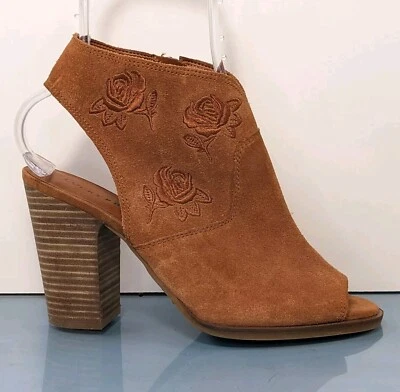 Vintage Y2K Lucky Brand 9.5 Rust Suede Embroidery Western Boho Sandal Booties - Image 1 of 4
