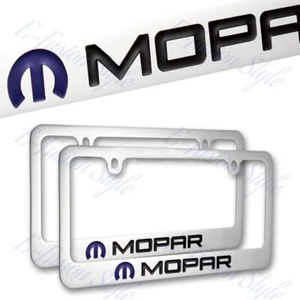 2Pcs DODGE MOPAR Chrome Plated Brass License Plate Frame Hand Painted Engraved - Picture 1 of 4