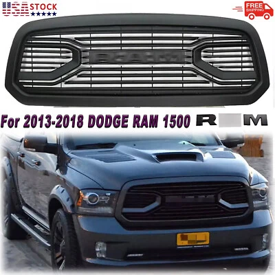 For 2013-2018 1500 Dodge Ram Front Bumper Grille Mesh Hood Grill Matte Black ABS Foto 1 de 4