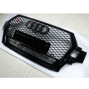 Gloss Black Front Bumper Honeycomb Mesh RSQ7 Style Grille For 2016-2019 Audi Q7 - Picture 1 of 9