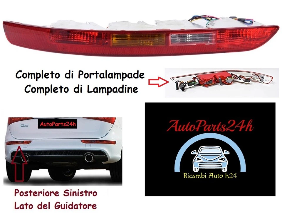 Fanale Retronebbia Posteriore Sx Per Audi Q5 08-16 Faro Fanalino Luce Paraurti - Immagine 1 di 1