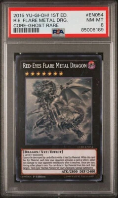 2015 YU-GI-OH! RED-EYES FLARE METAL DRAGON CORE-EN054 1ST ED GHOST RARE - PSA 8 - Image 1 of 2