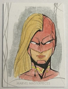 Marvel Masterpieces 2020 Captain Marvel Sketch Card By Salvador Velasquez By UD - Picture 1 of 2