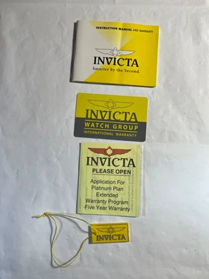 INVICTA packet instruction manual and warranty, warranty card & more. - Image 1 of 2