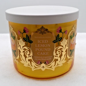 Bath & Body Works 3 Wick Candle ICED LEMON POUND CAKE White Barn - Picture 1 of 1