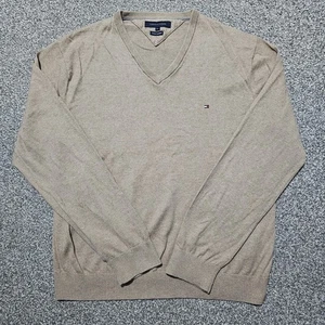 Men's Tommy Hilfiger Dark Navy Brown Cotton Cashmere Jumper XXL (J) - Picture 1 of 7