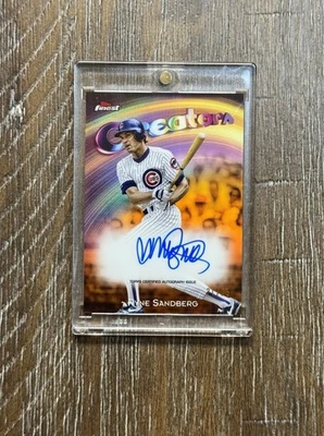2025 Topps Finest Ryne Sandberg Creators 橙色 签名 21/25 名人堂 芝加哥小熊队 — 第 1/2 张图片