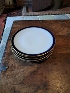 6 placas antiguas de porcelana PMR Bavaria Jaeger de 8 pulgadas banda azul cobalto borde dorado - Imagen 1 de 4