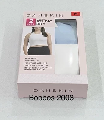 Danskin женщин 2 упаковки студийный бюстгальтер, Daydream синий / белый, размер M - Изображение 1 из 4