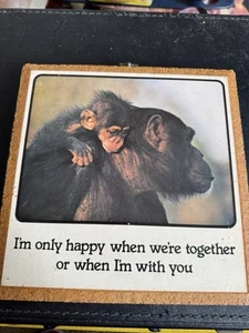 Letrero vintage arte de pared monos felices juntos placa animales chimpancé - Imagen 1 de 7