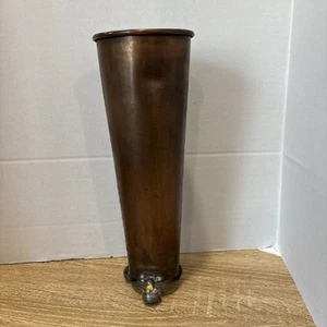 Vintage Copper Metal Footed Vase Made in Turkey ~10.5" Tall - Picture 1 of 5