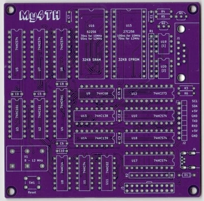 My4TH - FORTH SBC diskrete 8-Bit CPU - PCB - Bild 1 von 2