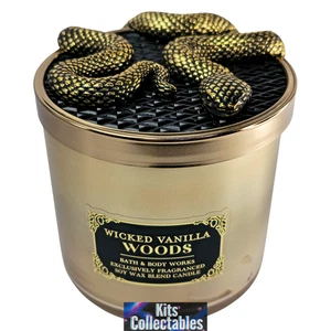 Bath & Body Works Halloween - Wicked Vanilla Woods - Gold Snake 3 Wick Candle - Picture 1 of 5