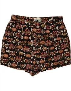 VINTAGE Womens Casual Shorts W32 Large Black Fair Isle WD09 - Picture 1 of 3