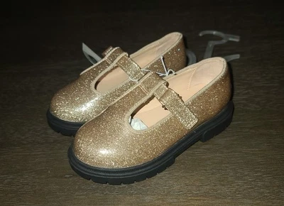 NEW TODDLER CAT & JACK SPARKLY GOLD CHUNKY MARY JANE SHOES SIZE 9 - Image 1 of 4