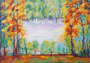 39" - LANDSCAPE________ORIGINAL oil painting by ANNA !! - Picture 1 of 1