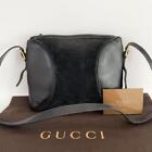 GUCCI Vintage Shoulder Bag suede Black Authentic F0509484