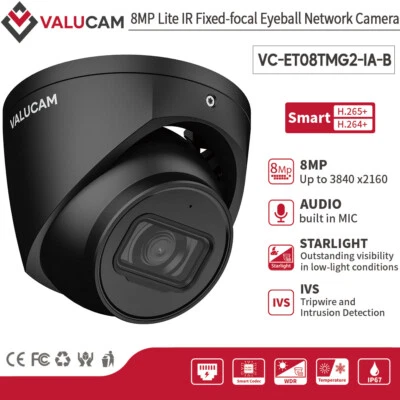 Valucam 8MP Starlight AI 4K IP Camera WIZSENSE Human Vechile IR IP67 WDR Outdoor
