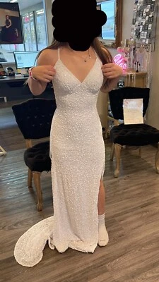 White Sequin Long Dress - Imagem 1 de 4