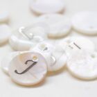 2 Pieces Natural Shell with Silver Alphabet Charm-Letter J-Round 15mm