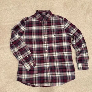 Chaps Shirt Men Medium Classic Oxford Button Down Plaid Workwear Outdoor - Picture 1 of 8