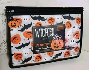 Wicked Home Colorful Halloween Pumpkins Bats Ghost Skulls 3PC Twin Sheet Set - Picture 1 of 6