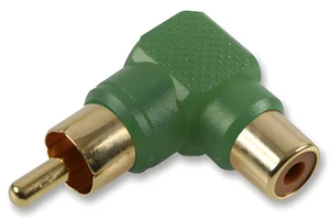 Single Phono RCA Coupler Female to Male Adaptor Elbow Adaptor 90 Degree Green - Picture 1 of 3