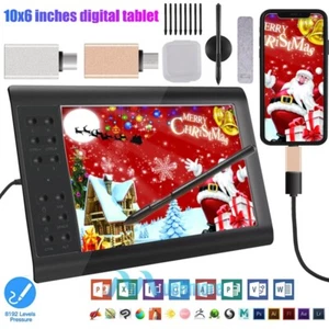 2024 10x6" inch Digital Graphics Drawing Tablet HD Screen with Battery-free Pen - Picture 1 of 18