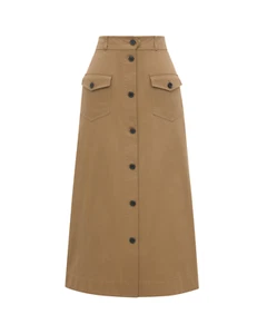SAINT LAURENT $1900 Beige Fonce Cotton Skirt New And Authentic - Picture 1 of 2