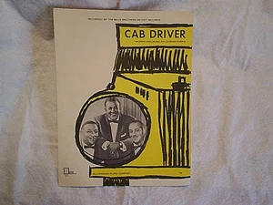 1963 THE MILLS BROTHERS CAB DRIVER SHEET MUSIC,Carson Parks,harry, - Picture 1 of 4