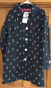 NEU HATLEY DAMEN MARINEBLAU MIT WEISSEN ANKERN REGENMANTEL JACKE GRÖSSE 6  - Bild 1 von 3