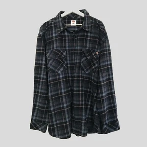 Dickies Navy Blue Plaid Collared Flannel Cotton Mens Work Shirt NEW - 2XL - Picture 1 of 6
