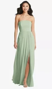Bella Bridesmaids Lux Chiffon Strapless Gown with Slit 14 Sample - Picture 1 of 11