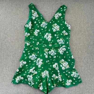 Mameluco Floral LOFT Verde Talla 0 Sin Mangas Cuello en V Viscosa Poliéster Forrado Foto 1 de 4