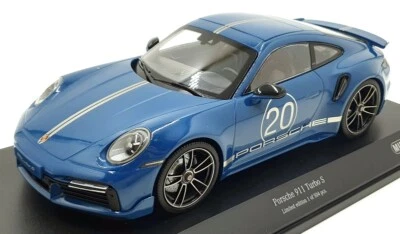 Minichamps 1/18 Scale Diecast 155 069170 - Porsche 911 Turbo S 2021 - Blue - Image 1 of 4
