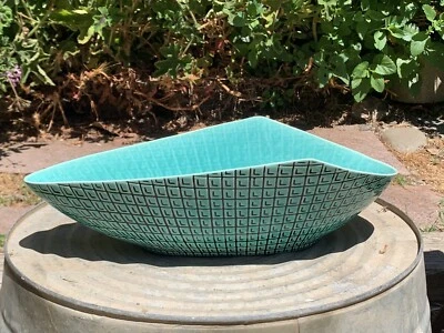 "Cerámica Roselane Pasadena de colección RARA MCM cuenco para servir turquesa atómica 15""" Foto 1 de 4