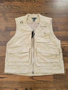 Royal Robbins Vest Men Large Tan Travel Safari Utility Photography Pockets - Picture 1 of 14