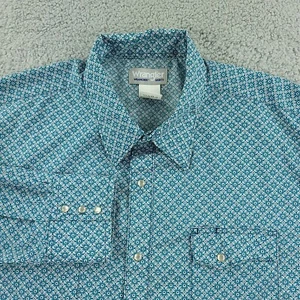 Wrangler Wrancher Shirt Mens 2XL XXL Blue Pearl Snap Western Cowboy Rodeo - Picture 1 of 15