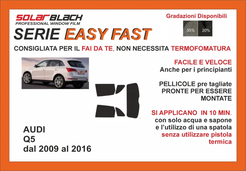 pellicole oscuranti vetri pre-tagliata Audi Q5 09-16 kit post EASY FAST - Imagen 1 de 1