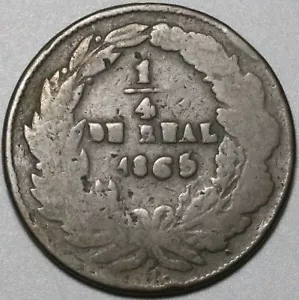 1865 Mexico Chihuahua 1/4 Real Un Quarto Quartilla Seated Liberty Coin 23121207R - Picture 1 of 2