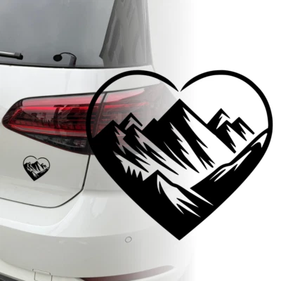 UNIDAMO Auto Aufkleber | Berge | Camper | Alpen | Herz | Farben / Größen | Sticker 405