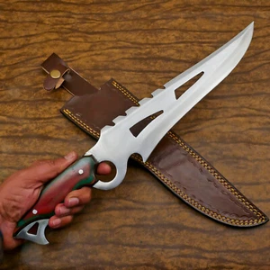 Rody Stan HANDMADE D2 CUSTOM PAKKA WOOD LARGE HUNTING BOWIE CAMPING SPORT KNIFE - Picture 1 of 7