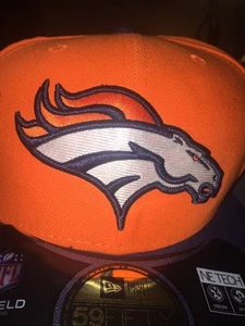 NWT New Era 59fifty 7 3/4 Denver Broncos ORANGE FITTED FLAT BILL Hat Cap - Picture 1 of 11