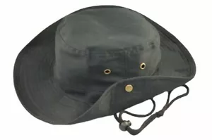 Aussie Hut Fischerhut aus gebürstetem Twill schwarz - Bild 1 von 1